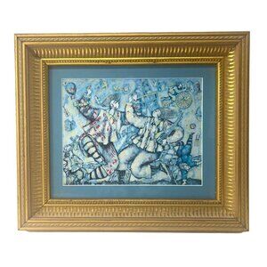 Michael Kachan Eiffel Song Framed Artwork Vintage 90s LIthograph Gold Frame